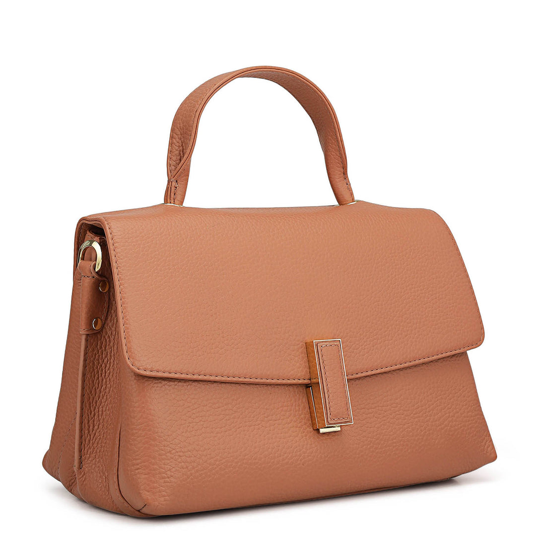 Small Wax Leather Satchel - Terracotta