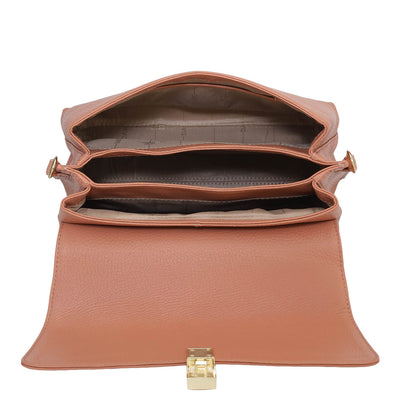Small Wax Leather Satchel - Terracotta