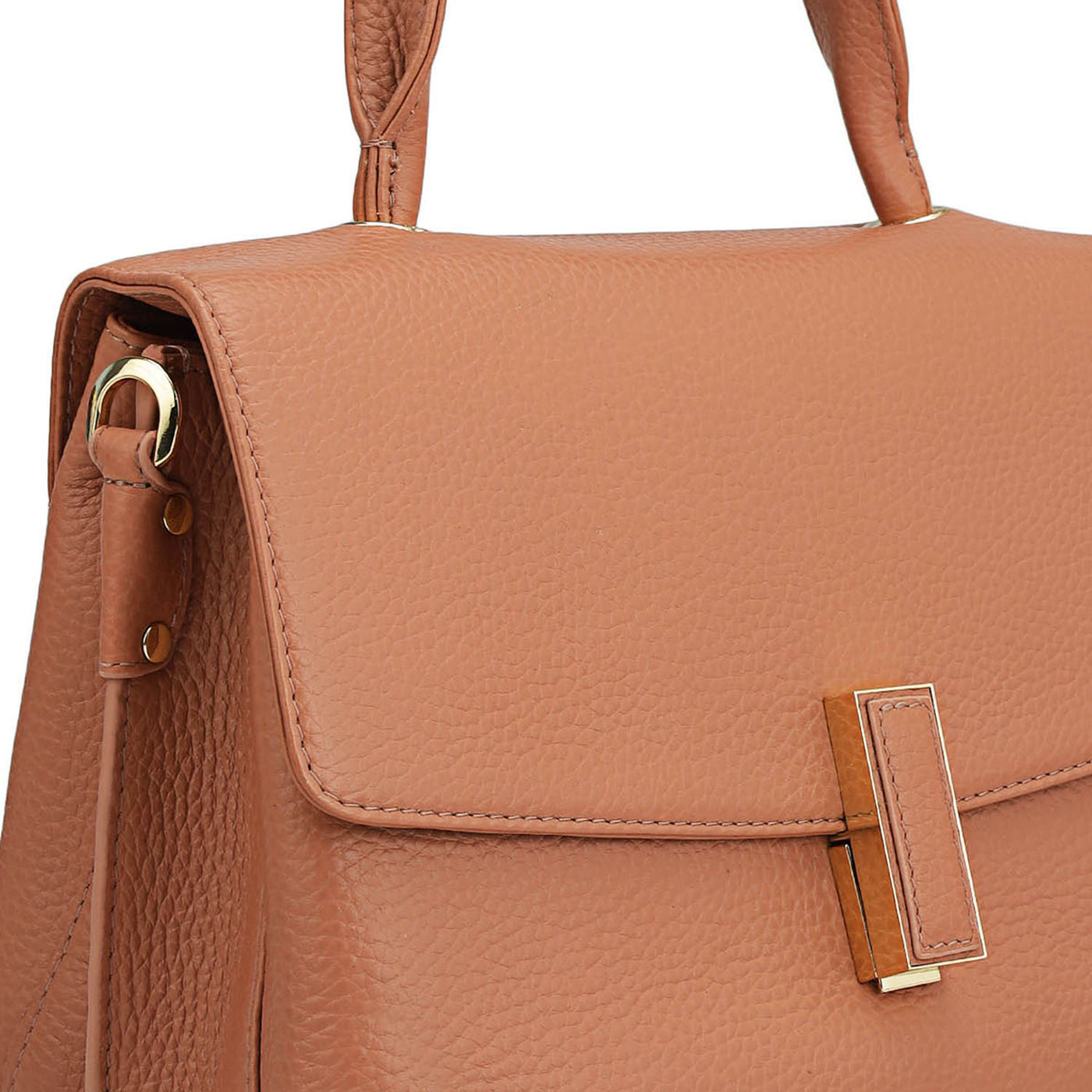 Small Wax Leather Satchel - Terracotta