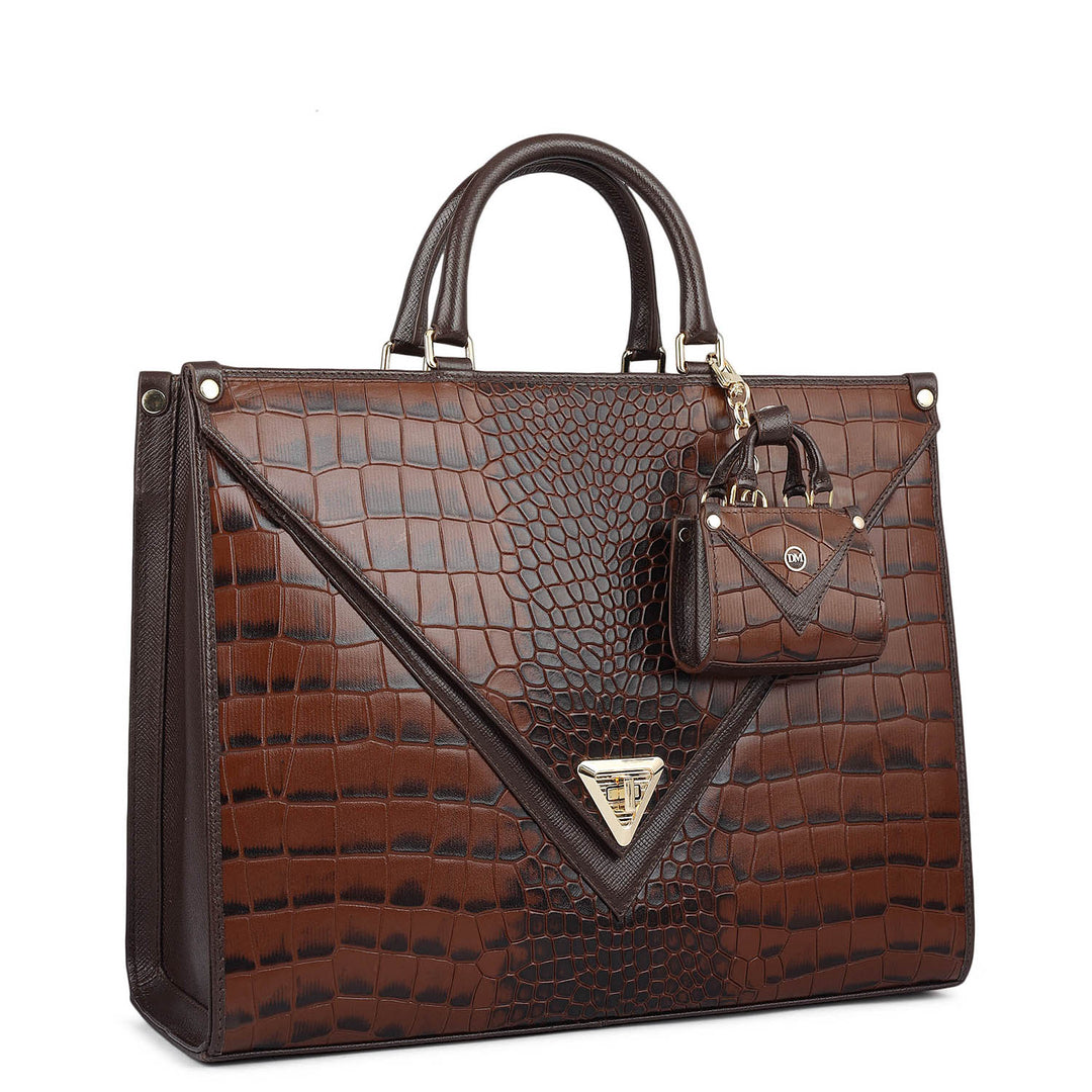 Medium Croco Franzy Leather Book Tote - Date