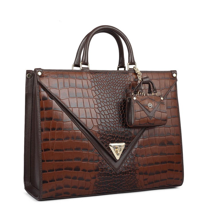 Medium Croco Franzy Leather Book Tote - Date