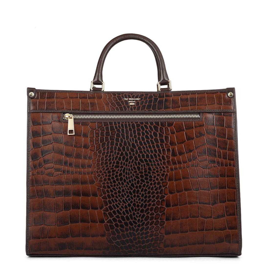 Medium Croco Franzy Leather Book Tote - Date