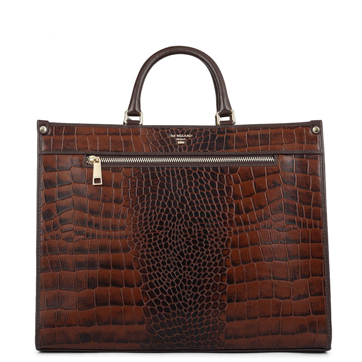 Medium Croco Franzy Leather Book Tote - Date