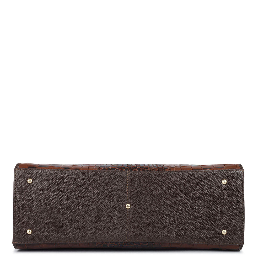 Medium Croco Franzy Leather Book Tote - Date