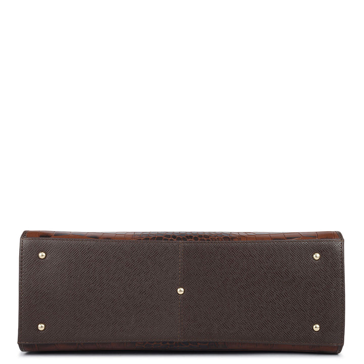 Medium Croco Franzy Leather Book Tote - Date