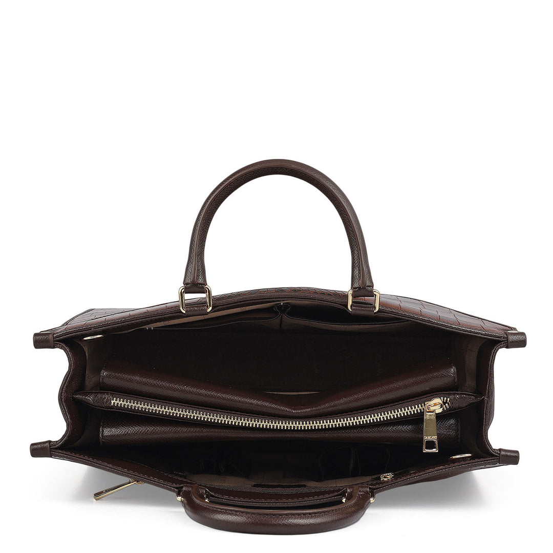 Medium Croco Franzy Leather Book Tote - Date