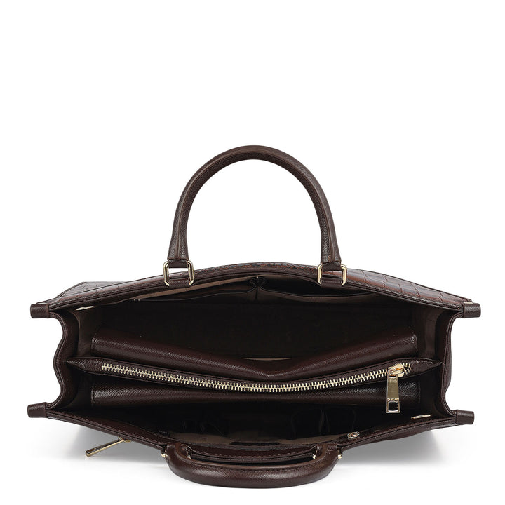 Medium Croco Franzy Leather Book Tote - Date
