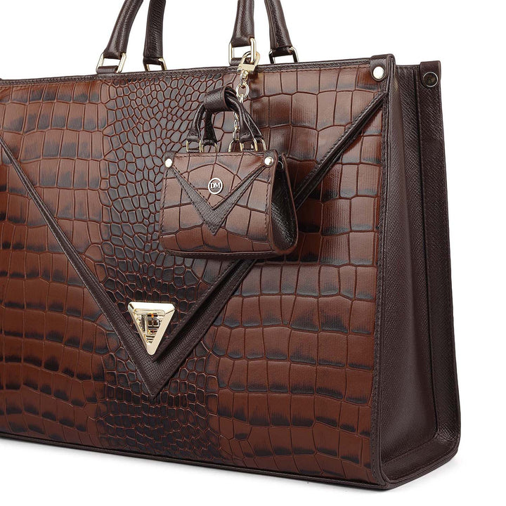 Medium Croco Franzy Leather Book Tote - Date