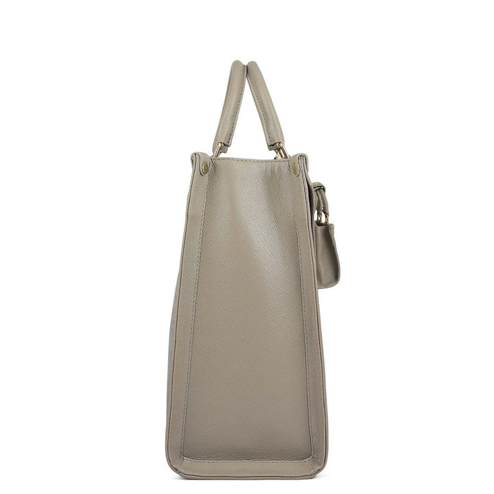 Medium Croco Franzy Leather Book Tote - Stone Grey