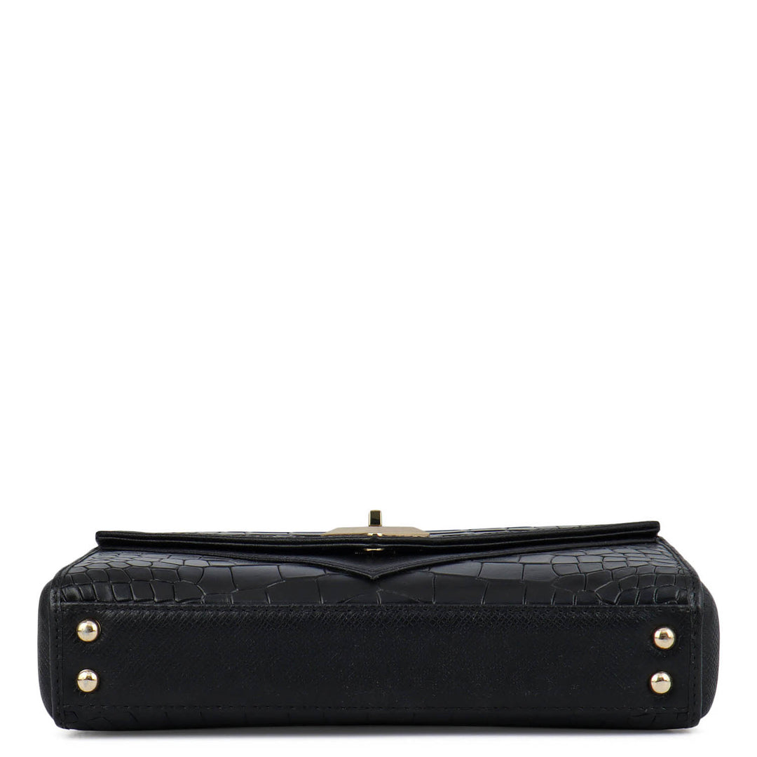 Allure Croco Franzy Leather Baguette - Black