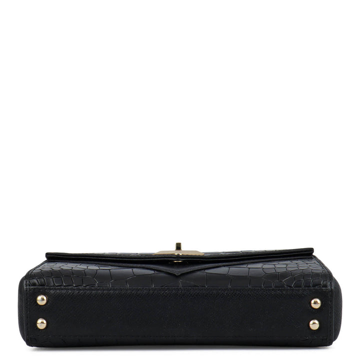 Allure Croco Franzy Leather Baguette - Black