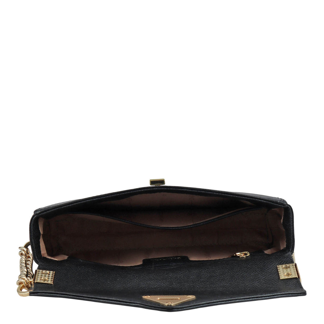 Allure Croco Franzy Leather Baguette - Black