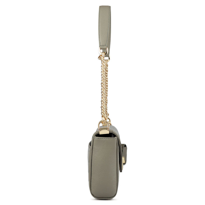 Allure Croco Franzy Leather Baguette - Stone Grey
