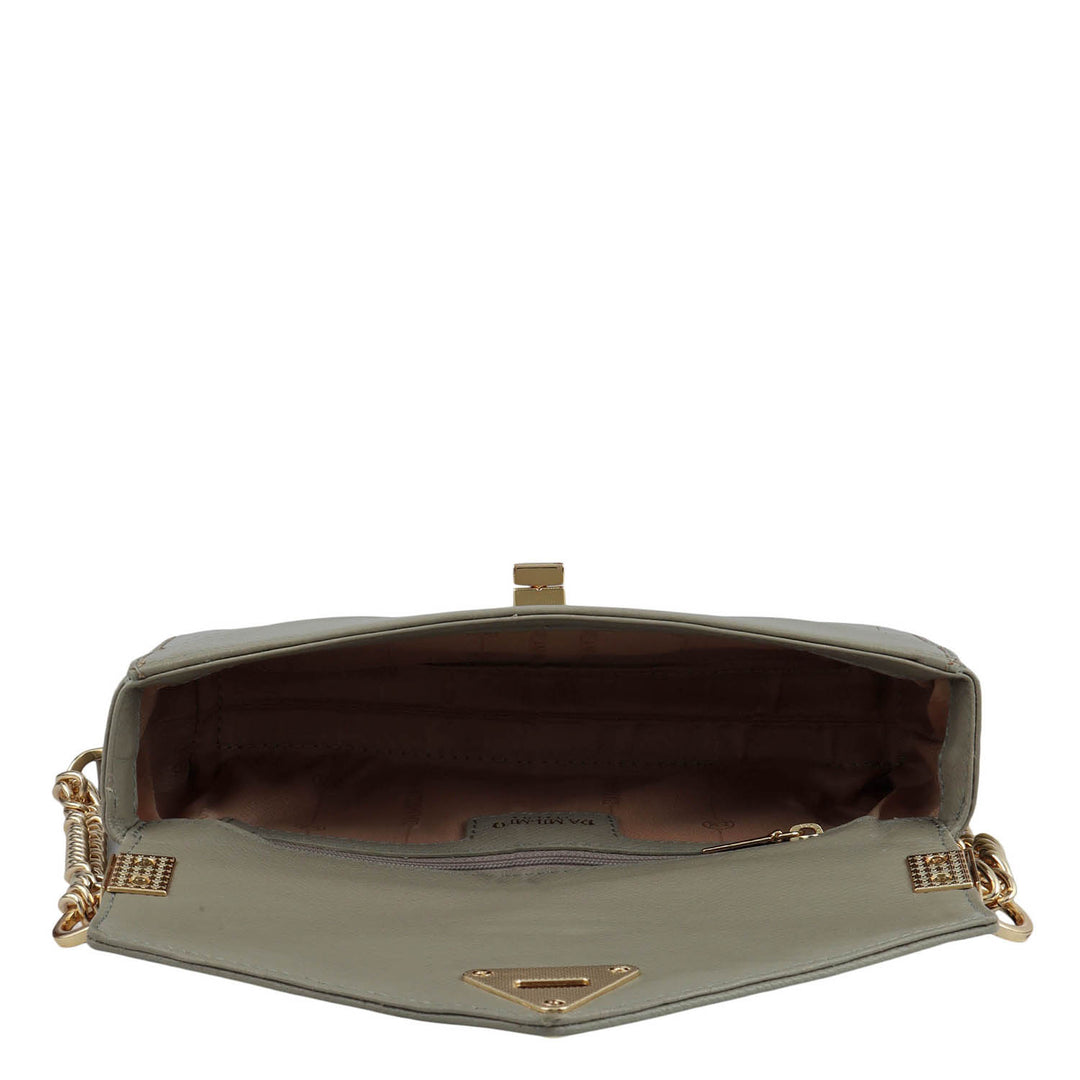 Allure Croco Franzy Leather Baguette - Stone Grey