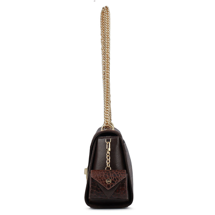 Allure Croco Franzy Leather Shoulder Bag - Date
