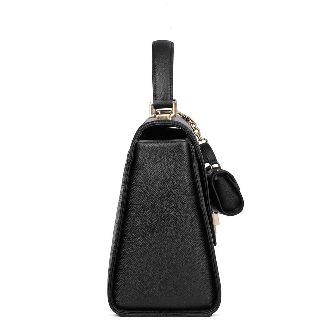 Allure Croco Franzy Leather Satchel - Black