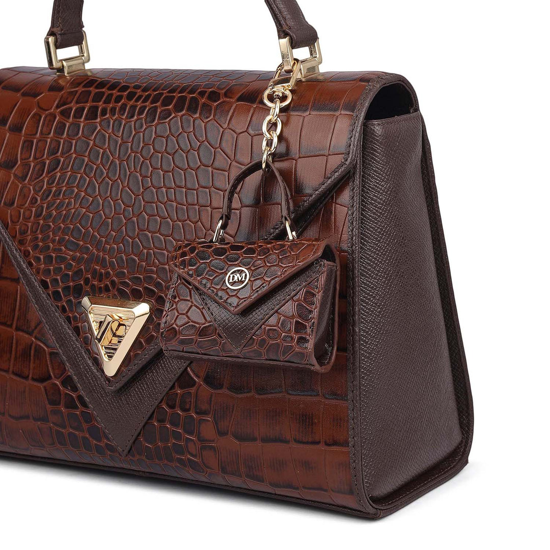 Allure Croco Franzy Leather Satchel - Date