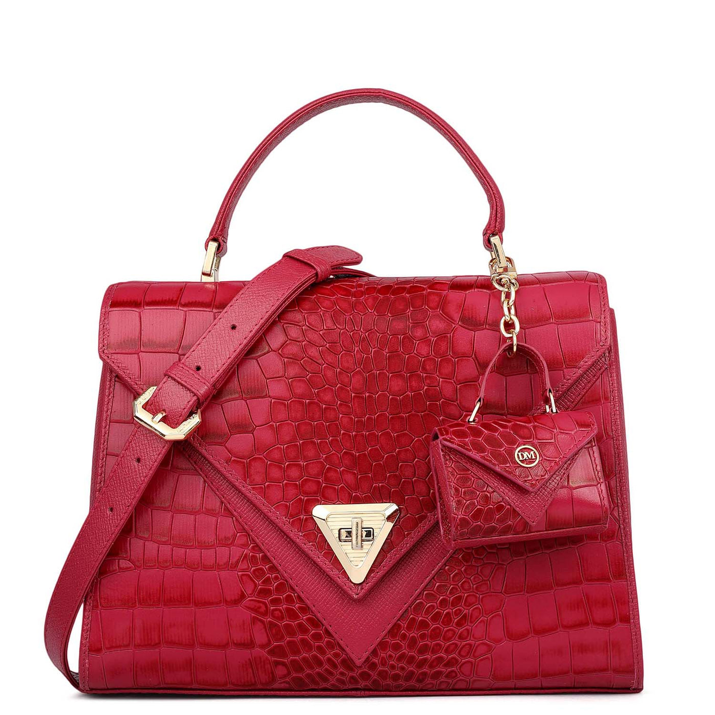 Allure Croco Franzy Leather Satchel - Plumberry