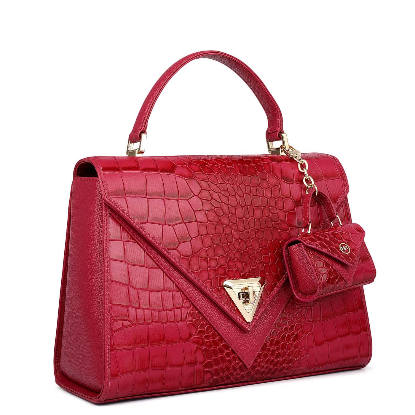 Allure Croco Franzy Leather Satchel - Plumberry