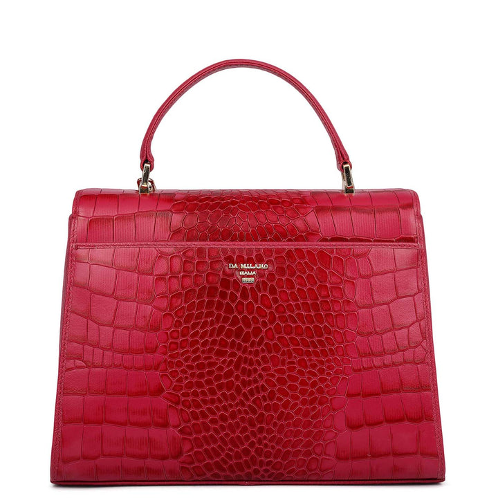 Allure Croco Franzy Leather Satchel - Plumberry