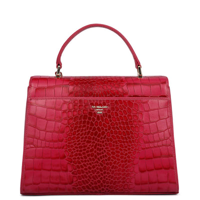 Allure Croco Franzy Leather Satchel - Plumberry