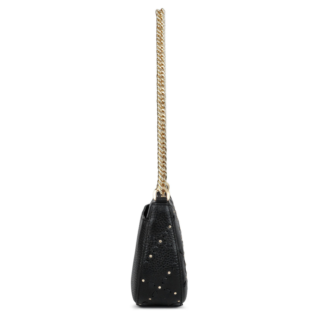 Serena Wax Leather Baguette - Black