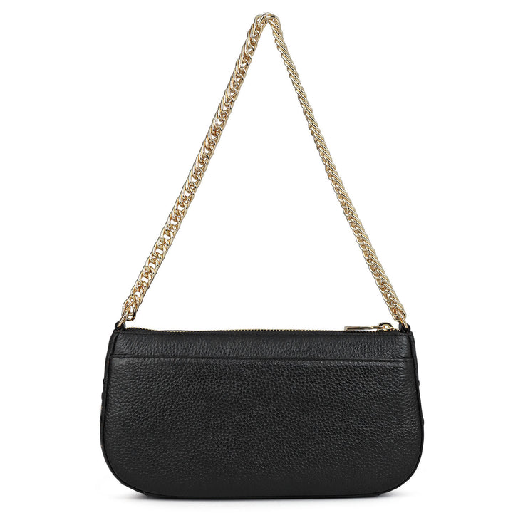 Serena Wax Leather Baguette - Black