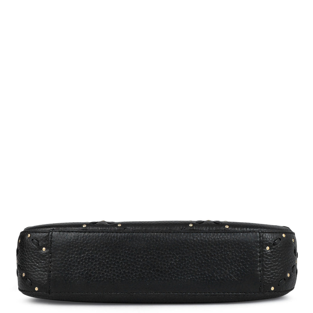 Serena Wax Leather Baguette - Black