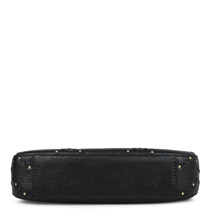 Serena Wax Leather Baguette - Black