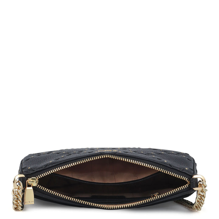 Serena Wax Leather Baguette - Black