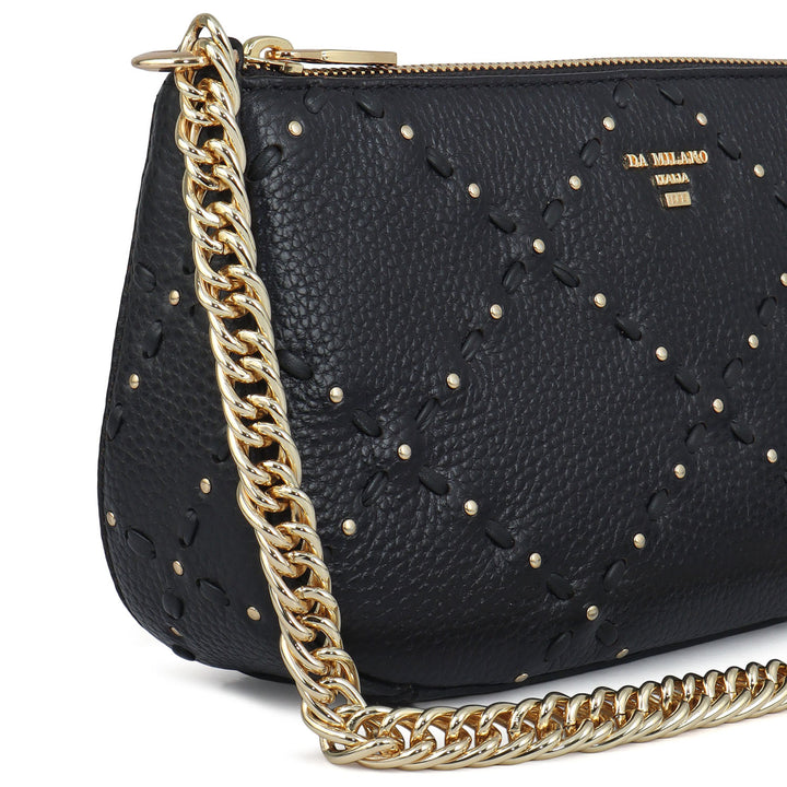 Serena Wax Leather Baguette - Black