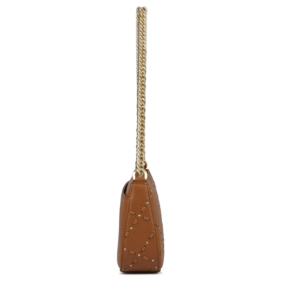Small Bunti Wax Leather Baguette - Caramel