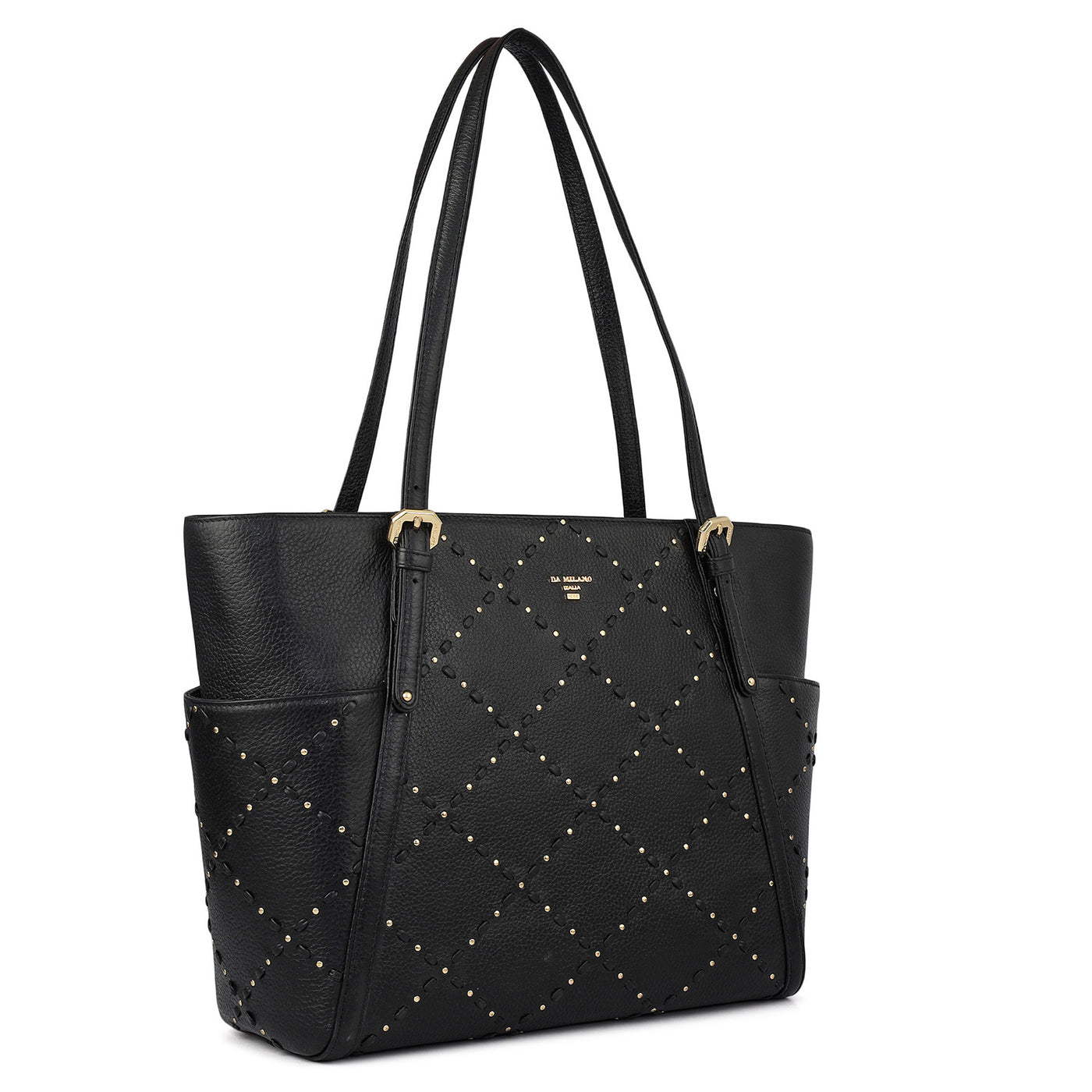 Serena Bunti Wax Leather Shoulder Bag - Black
