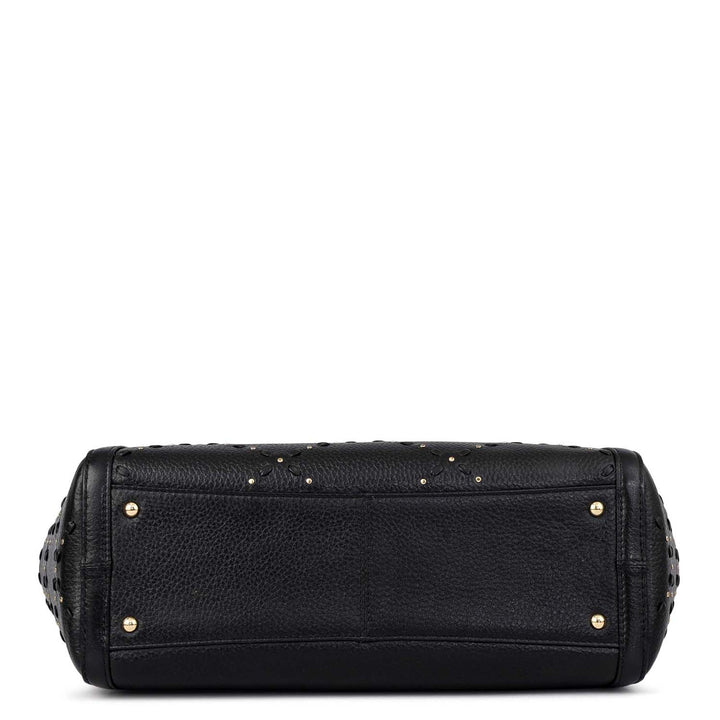 Serena Wax Leather Shoulder Bag - Black