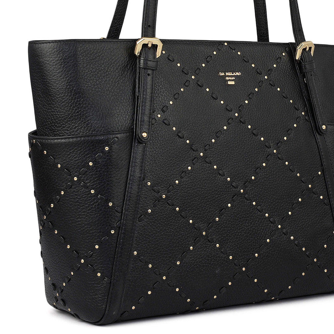 Serena Wax Leather Shoulder Bag - Black