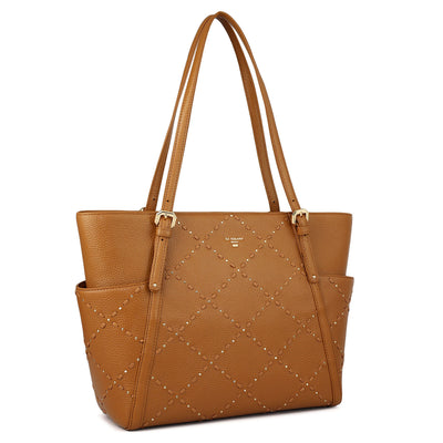 Serena Bunti Wax Leather Shoulder Bag - Caramel