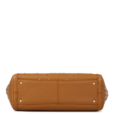 Serena Bunti Wax Leather Shoulder Bag - Caramel