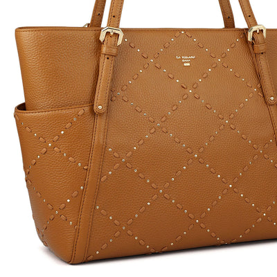Serena Bunti Wax Leather Shoulder Bag - Caramel