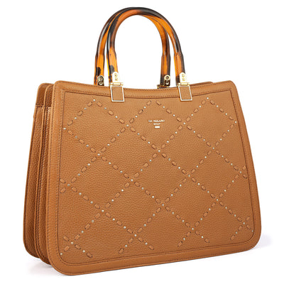 Serena Bunti Wax Leather Satchel - Caramel