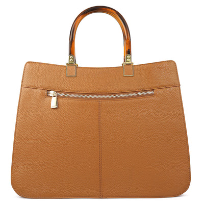 Serena Bunti Wax Leather Satchel - Caramel