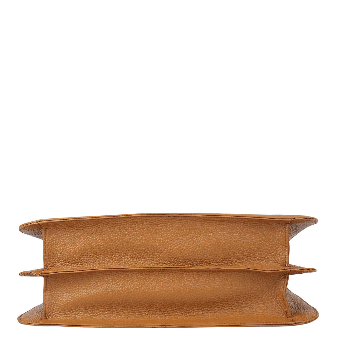 Serena Wax Leather Satchel - Caramel