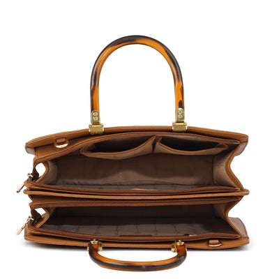 Serena Bunti Wax Leather Satchel - Caramel
