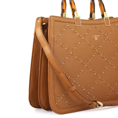 Serena Bunti Wax Leather Satchel - Caramel