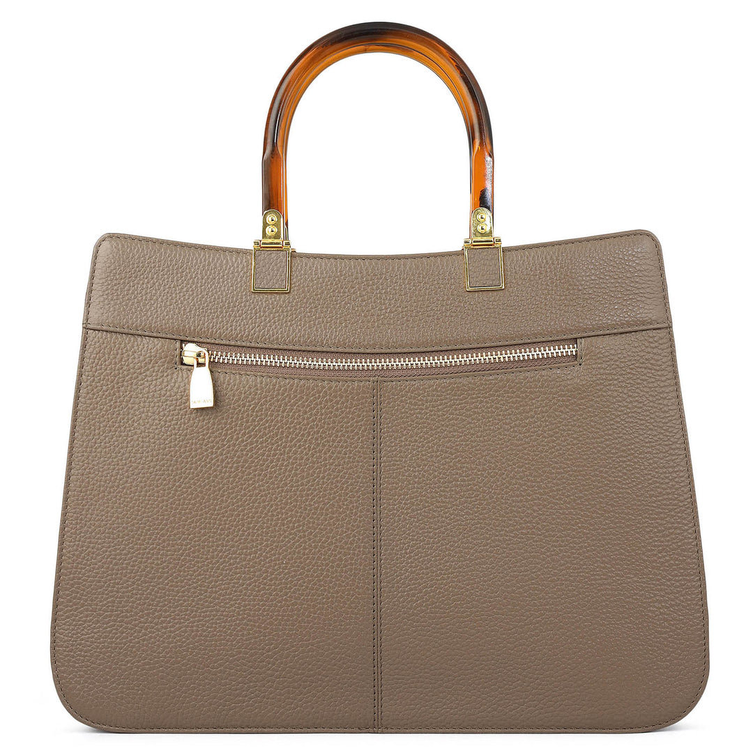 Serena Wax Leather Satchel - Greyish Taupe