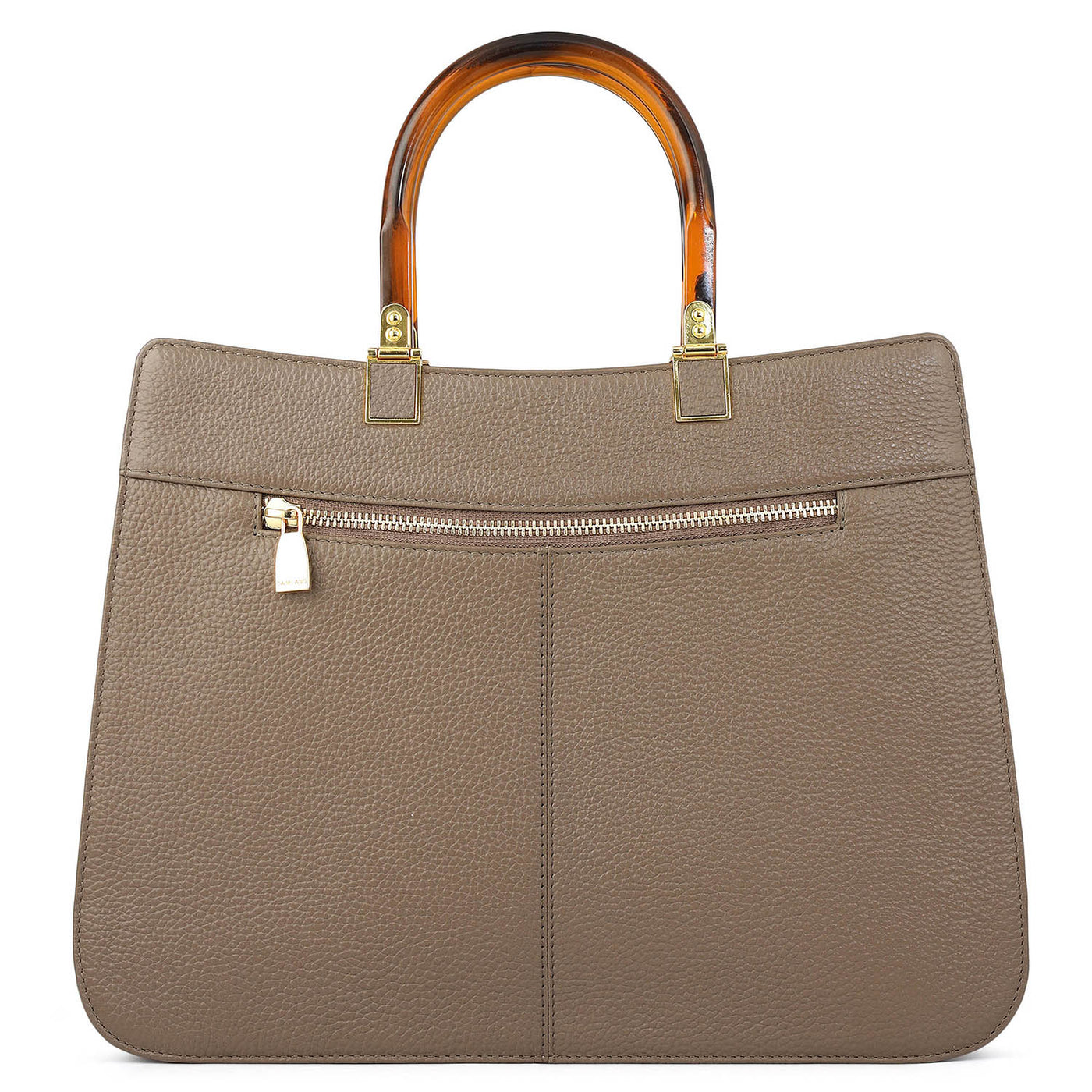 Medium Bunti Wax Leather Satchel - Greyish Taupe