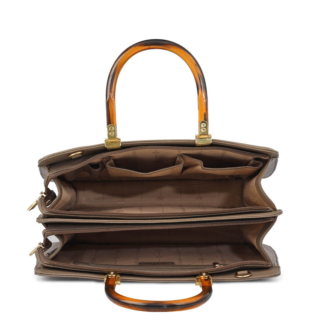 Serena Wax Leather Satchel - Greyish Taupe