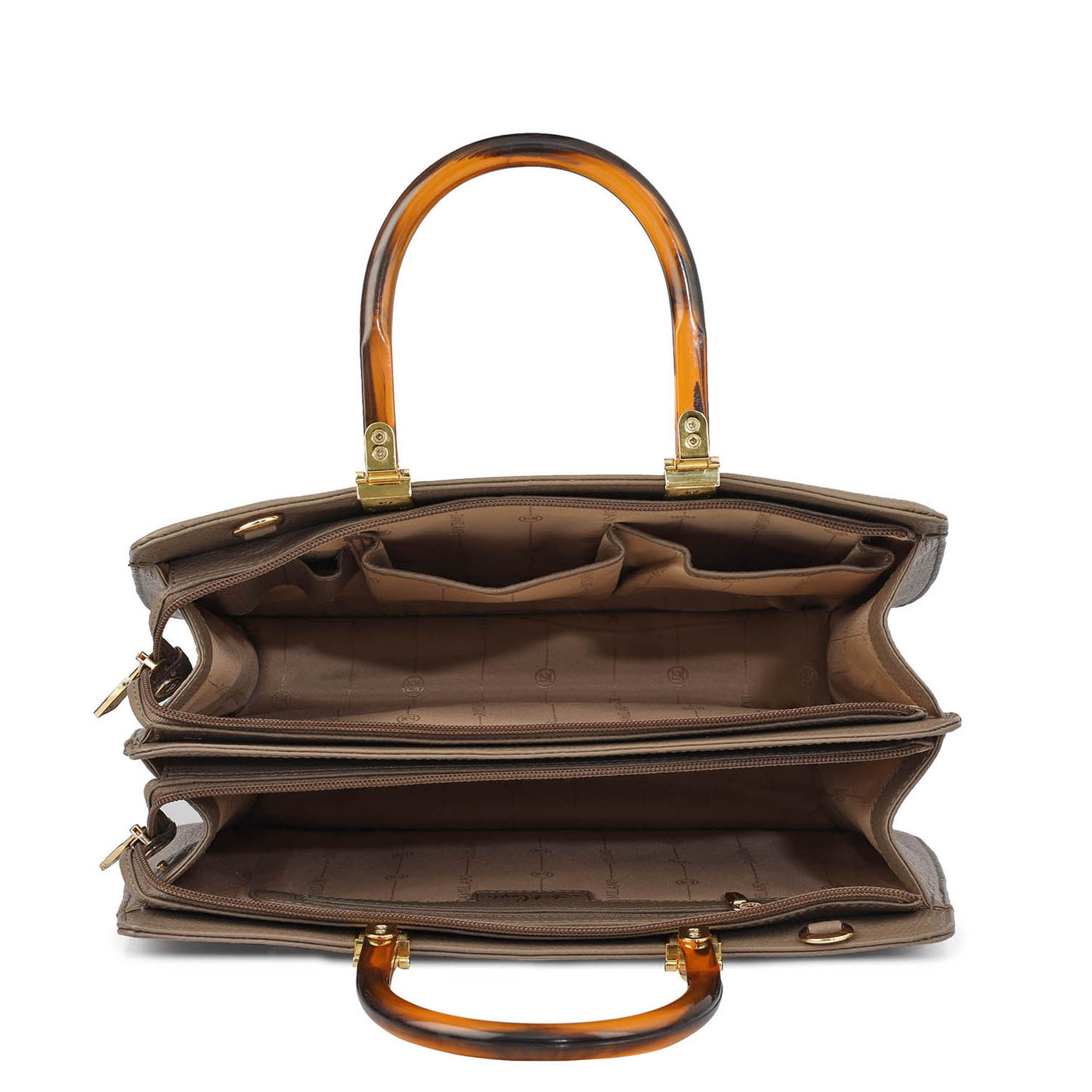 Medium Bunti Wax Leather Satchel - Greyish Taupe