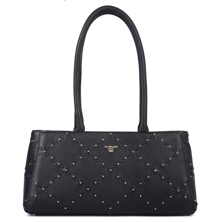 Serena Wax Leather Shoulder Bag - Black