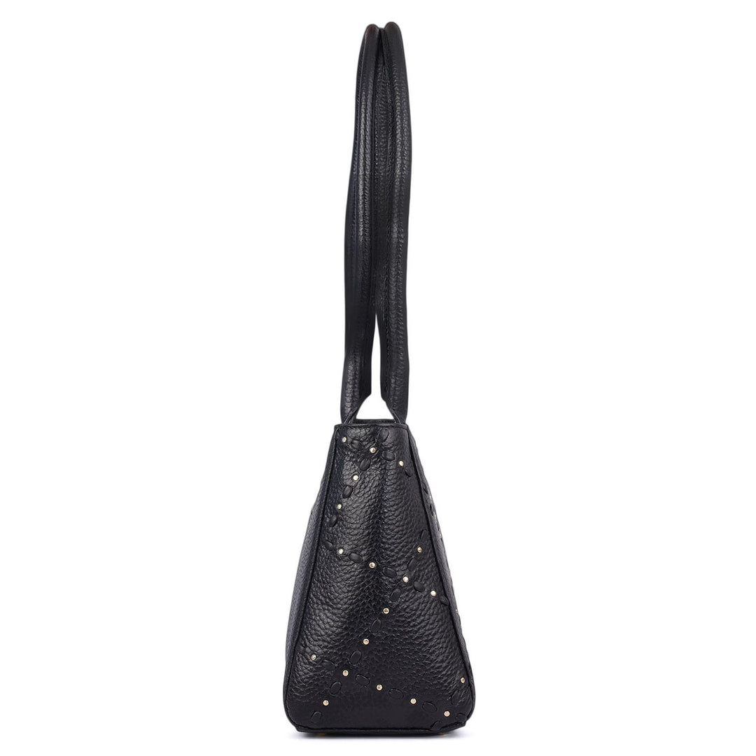 Serena Wax Leather Shoulder Bag - Black