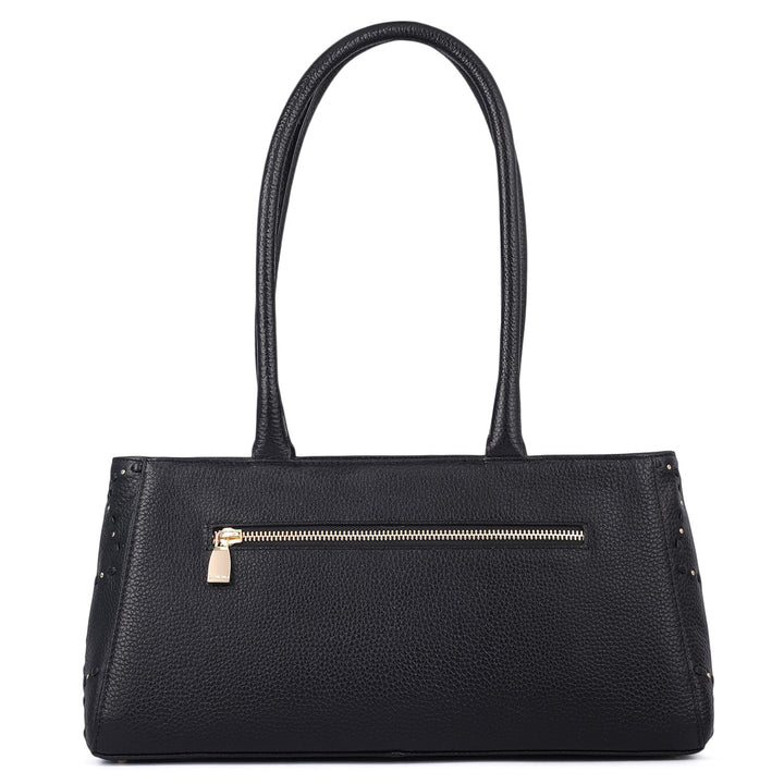 Serena Wax Leather Shoulder Bag - Black